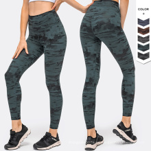 Leggaciones de impresión personalizada de cintura alta Leggins Leggins Sin Costura Ink Pattern Ejército Leggings de yoga verde